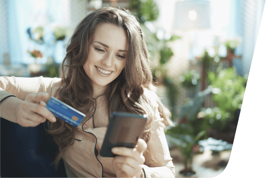 a woman holding a cell phone