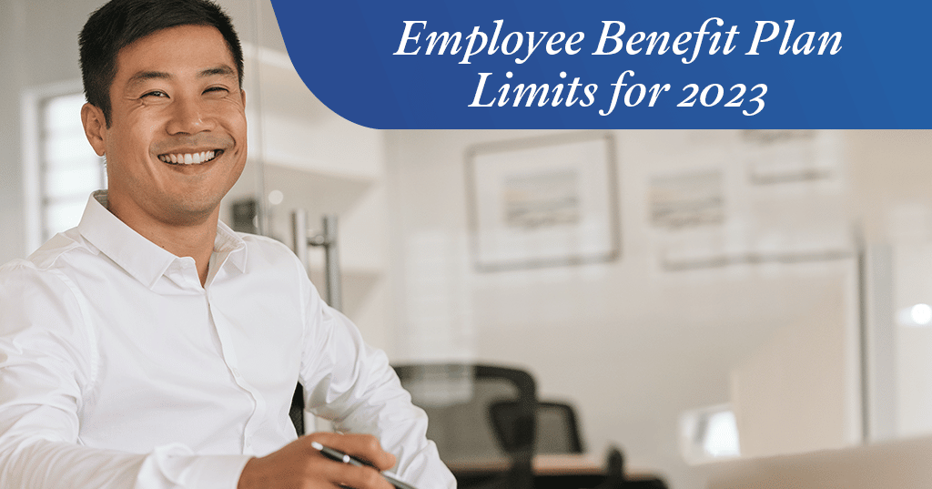 A slide for "employee benefits plan limits for 2023"